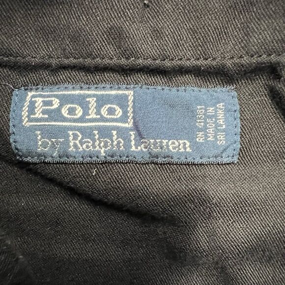 Polo Ralph Lauren Pants Men 35x32 (Actual 34x30.5) Black Flat Front Pony Cotton - Picture 2 of 11